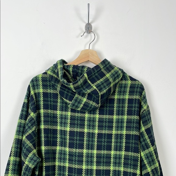 Zara Houndstooth Plaid Sweatshirt Hoodie Jacket Green and Black Men's S Street - Picture 7 of 9